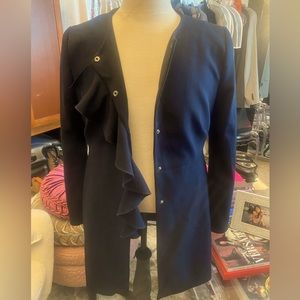 Zara Ruffled Front Tailored Peacoat SzL